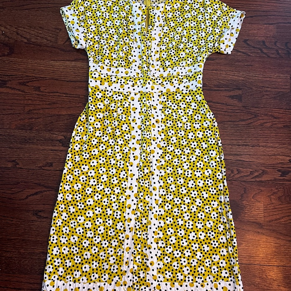 Boden Yellow Midi Sundress with Raglan Short Sleeves